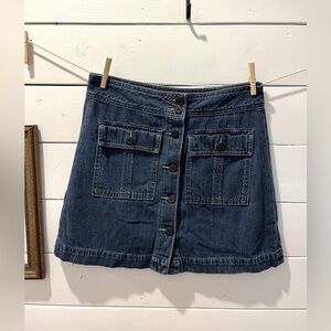 Denim Button-Front Mini Skirt - GAP size